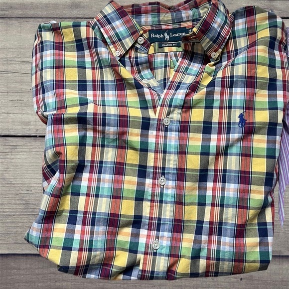 Ralph Lauren Shirt Men Size L Large Classic Fit Purple Checkered Multicolor LOT. - Picture 2 of 7